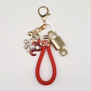 Louis Vuitton Authentic Gold Padlock 🔒 Key + Unbranded Snake Keychain Bag Charm
